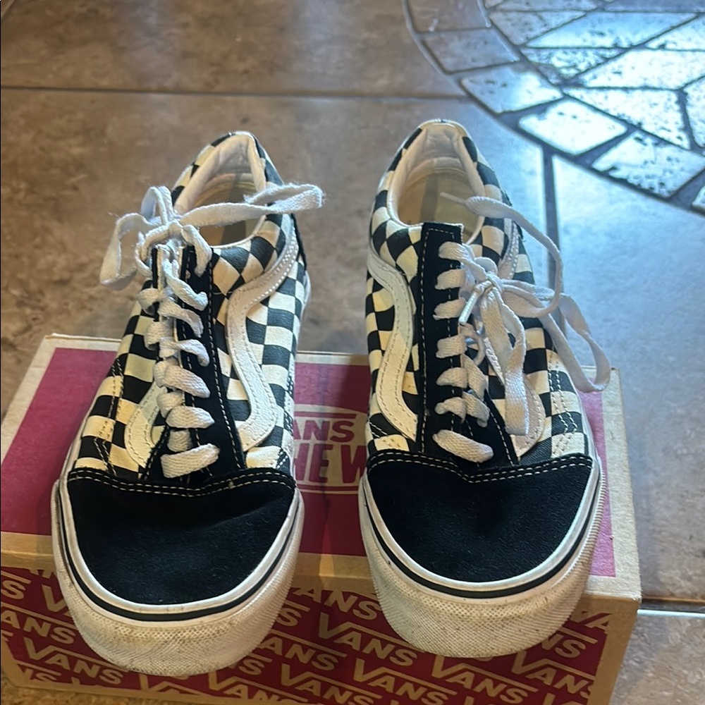 Vans Black and White Checkered Lace-Up Shoes